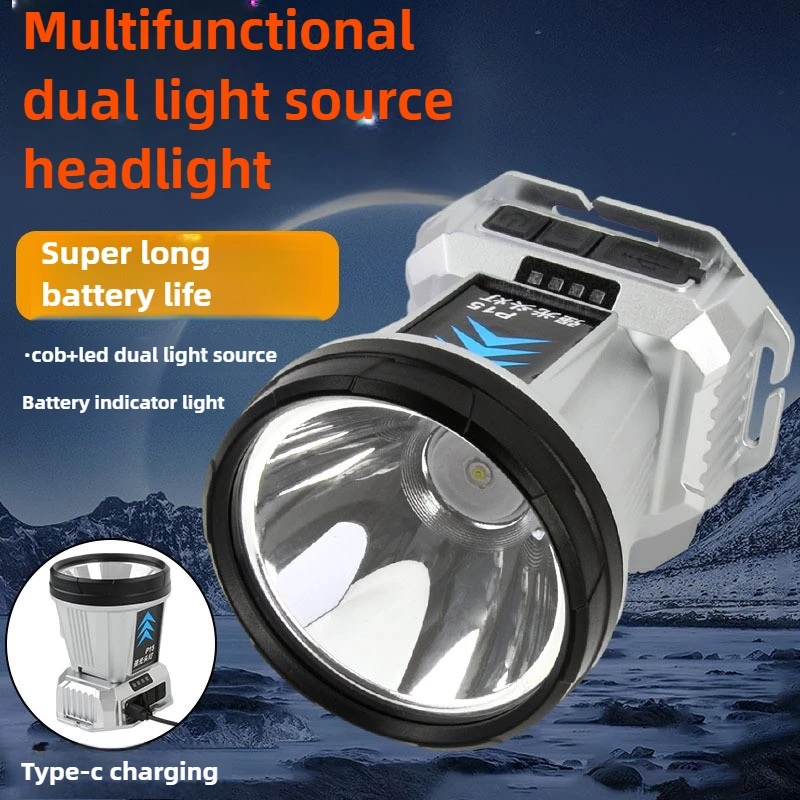 

Мощный светодиодный налобный фонарь с долговечной батареей, супер яркий, дальнего действия, водонепроницаемый, перезаряжаемый, портативный для рыбалки