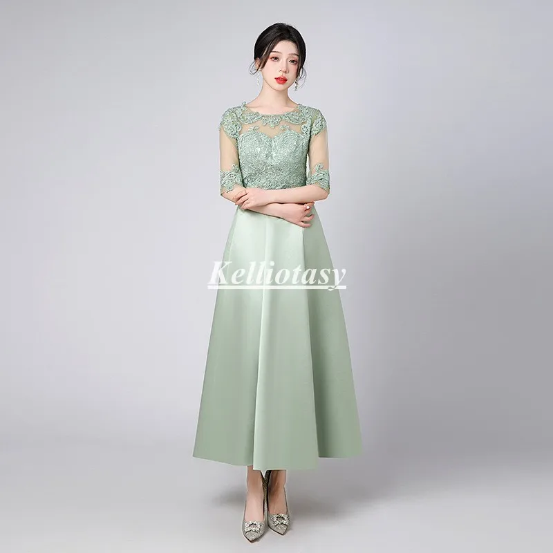 Green Mother Of The Bride Dress 2024 Formal Wedding Mother Dresses Plus Size Tea Length