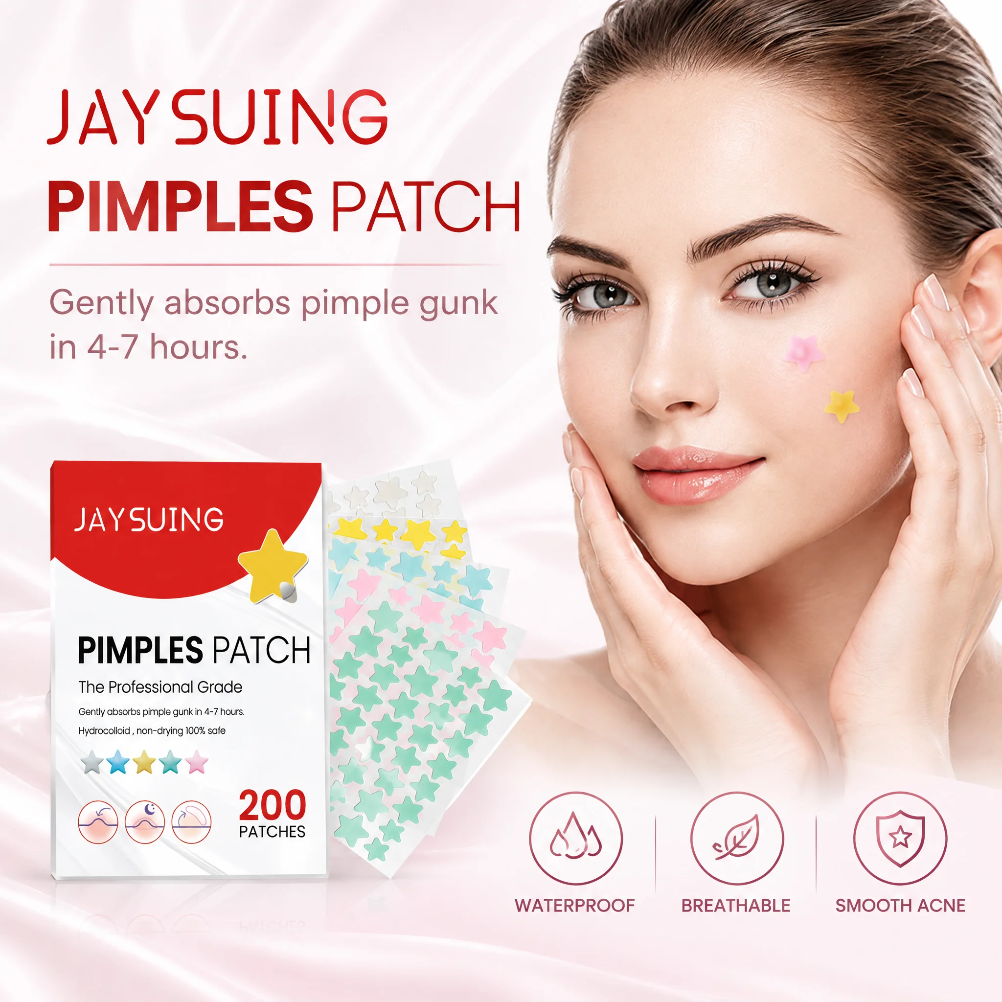 Jaysuing Repair Acne Patch Cute Star Shaped Fade Blemishes Marks Repair Acne Pits Non Irritating Fun Decorative Pimple Patches