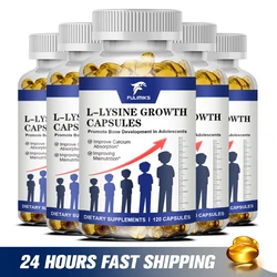 Natural Organic L-Lysine Growth Capsules Promotes Bone Health and Growth, Helps Built Collagen, Improve Calcium Absorption