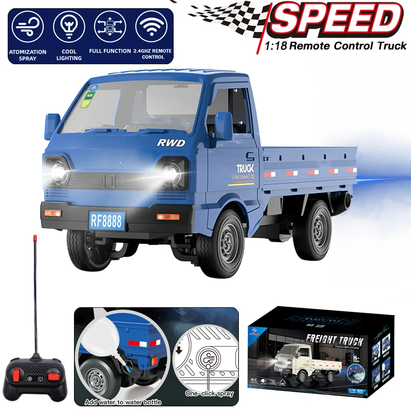 

New RC Cars KF31 1/18 Scale Car Mini Cargo Truck with Spray Lights Remote Control Drift Function Remote Control Vehicle Model