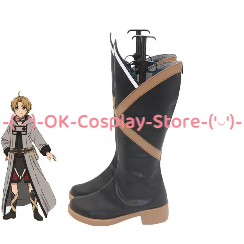 Rudeus Greyrat Cosplay Shoes Halloween Carnival Boots Cosplay Prop Anime PU Leather Shoes Custom Made