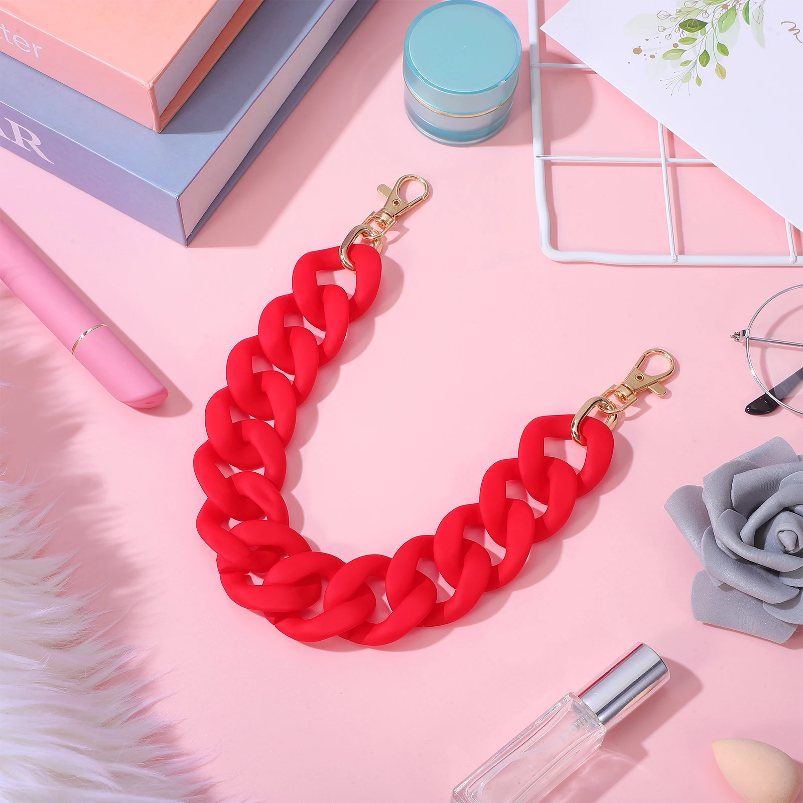 프로스트 고무 스트랩 메탈 핸들 핸드백 교체용 가벼운 내구성 가방 DIY 핸드백 체인 미니 가방