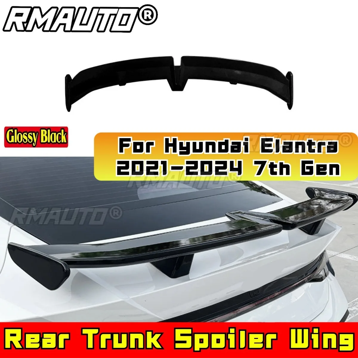 

Rear Trunk Spoiler Wing Rear Roof Spoiler Roof Wing Body Kit for Hyundai Elantra 2021-2024 7th Gen PRO Style Car Accessories