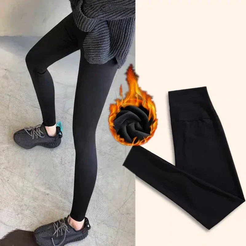 Winter Pregnant Women Warm Leggings High Waist Plus Thick Velvet Pregnancy Thermal Clothes Black Gray Pencil Pants For Maternity