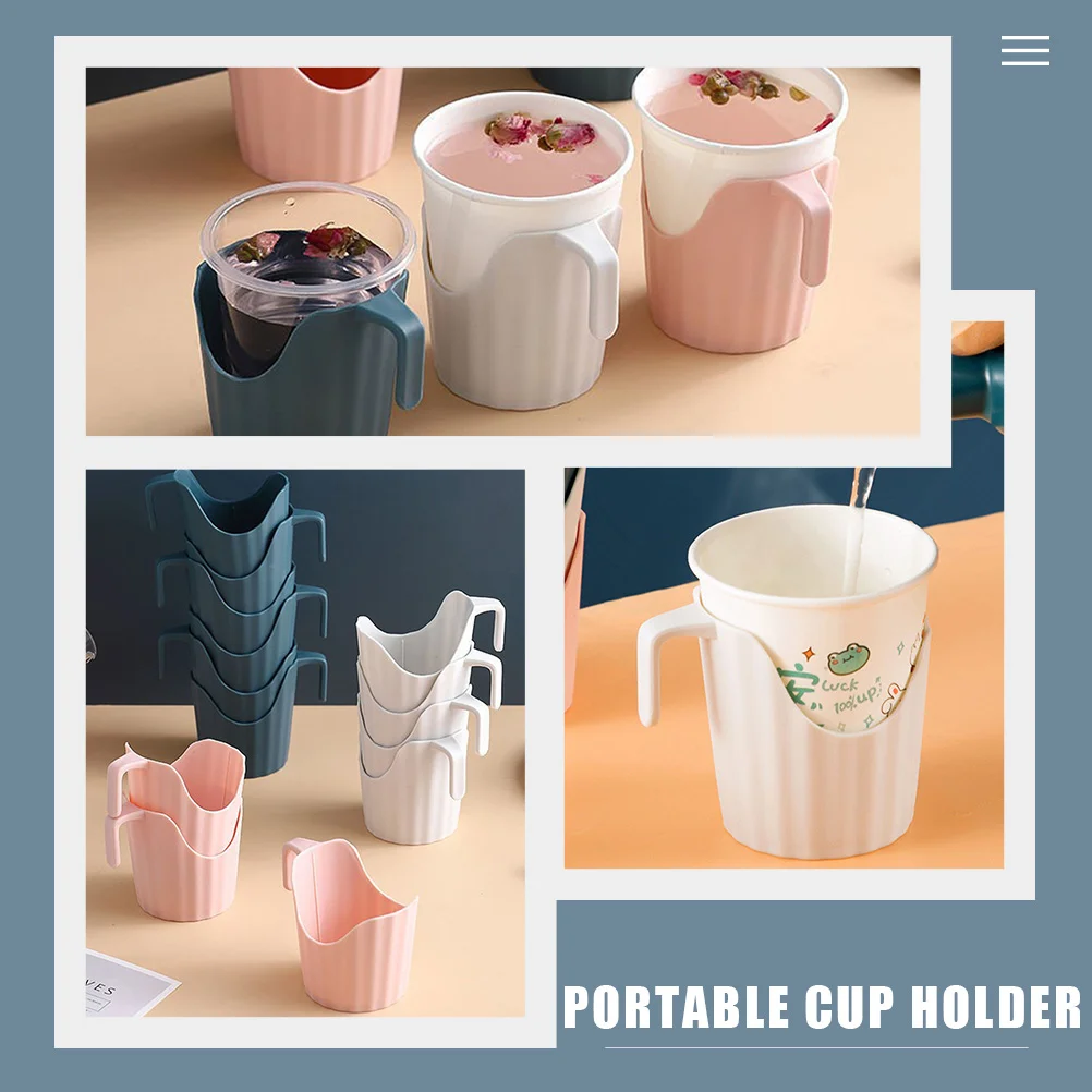 6 Pcs Insulated Cup Holder Office Coffee Mug Sleeve Shelf Bracket Paper Plastic Desktop Anti-scalding