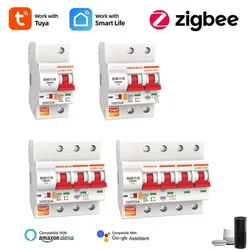 Zigbee 3.0 Tuya Smart Circuit Breaker ZJSB9 1P 4P Smart Voice Timer Switch, Smart Home Remote Control Via Alexa Google Home