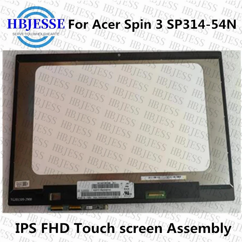 

14.0'' IPS FHD WLED LCD Screen Display Touch Digitizer Assembly For Acer Spin 3 SP314-54N N19W2 1920X1080 60Hz 30Pins