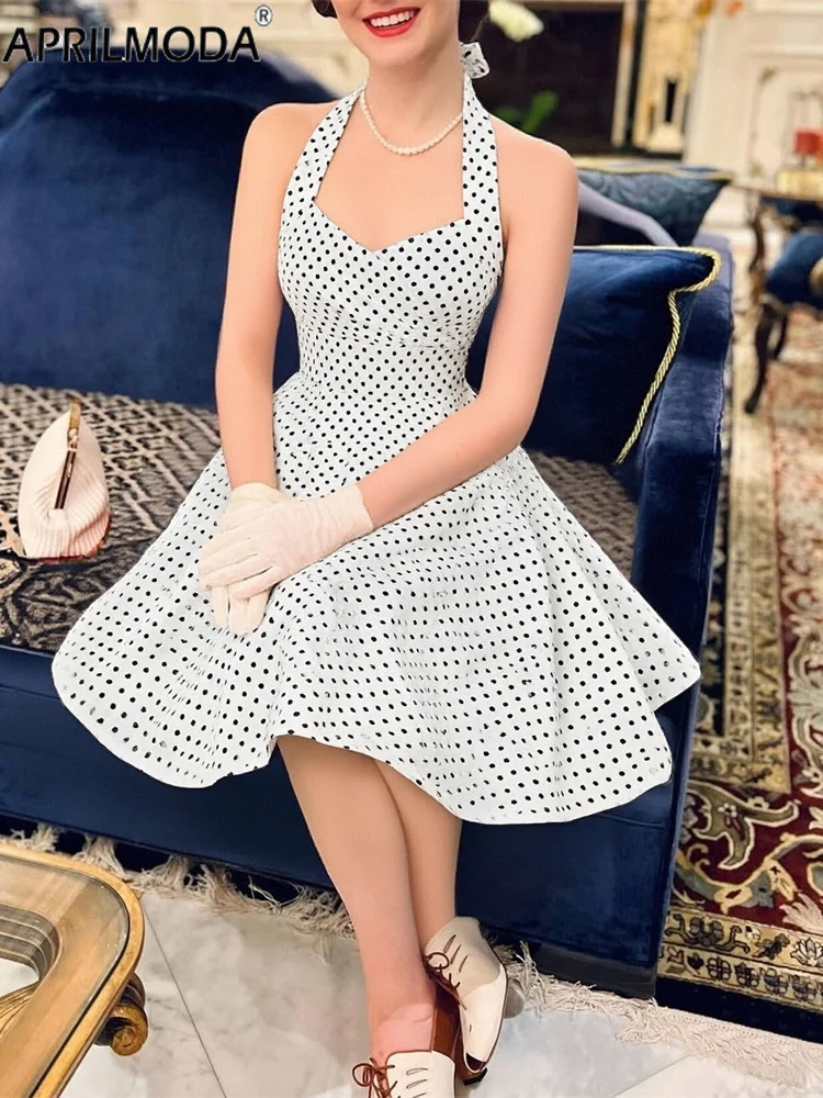 Jaren '50 Vintage Rockanilly Pinup Party Korte Avondjurk Dames Elegante Mouwloze Print Wit Rood Blauw Geplooide Bruidsmeisjesjurken