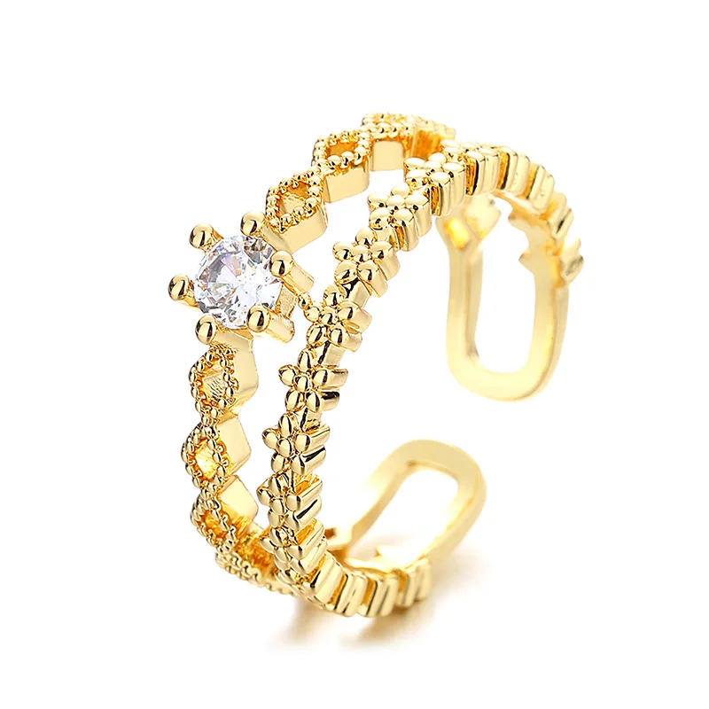 VENTFILLE 925 Sterling Silver Flower Lace Ring Korean Fashion Opening Inlaid CZ Adjustable Rings Valentine's Day Gift image 5