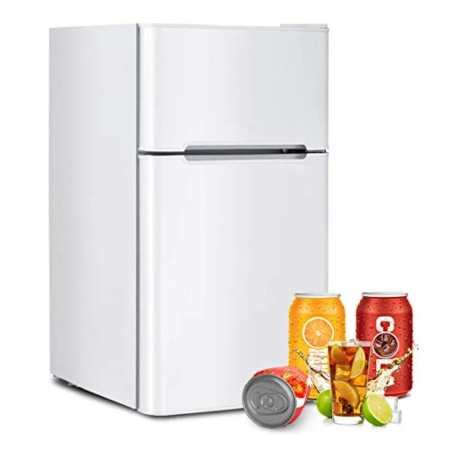 3.2 مكعب. ثلاجة FT صغيرة مع ثلاجة بفريزر بباب مزدوج مع أرفف زجاجية قابلة للتعديل ودرجة حرارة قابلة للإزالة وتبريد مدمج #1