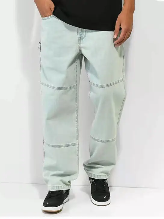 

Loose Men's Blue Jeans Spring Autumn New Sle Casual Long Pants American Retro Waed Skateboarding Pants Trendy Multi-ket