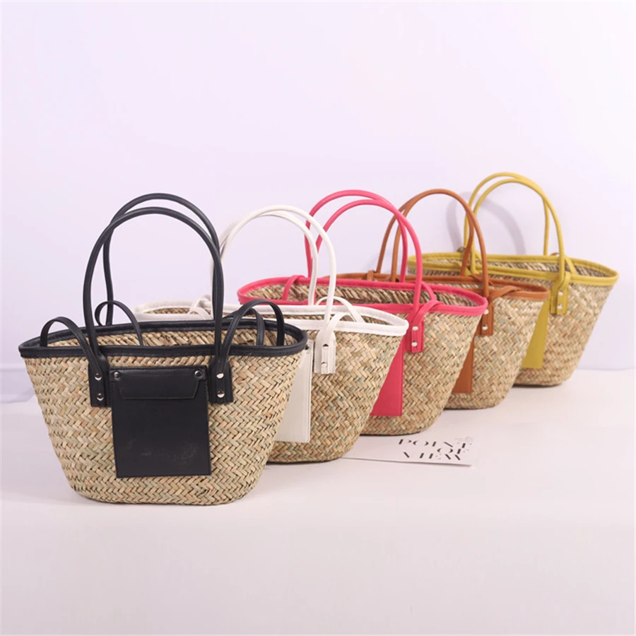 New Ladies Luxury straw woven shoulder bag rattan portable ladies summer beach messenger bag shopping bag large hollow handbag