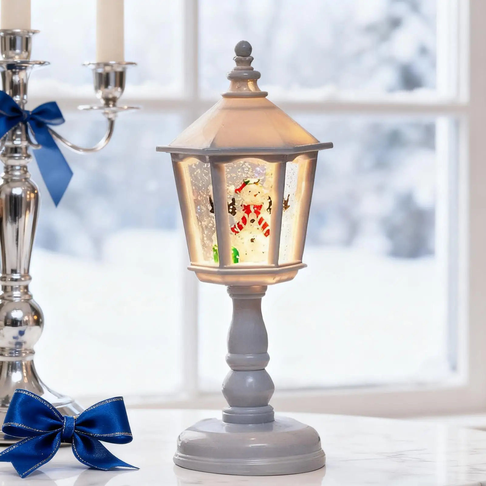 

Рождественский фонарь в виде снежного шара, зимнее праздничное украшение, шестиугольный конус, светодиодный фонарь в виде снежного шара, блестящий декор для спальни, балкона