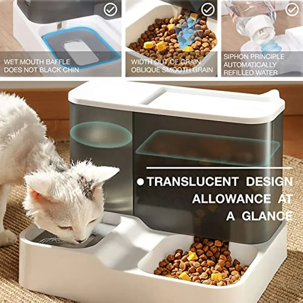 automatic pet gravity automatic feeder water dispenser large capacity cat bowl integrated flow water not wet mouth