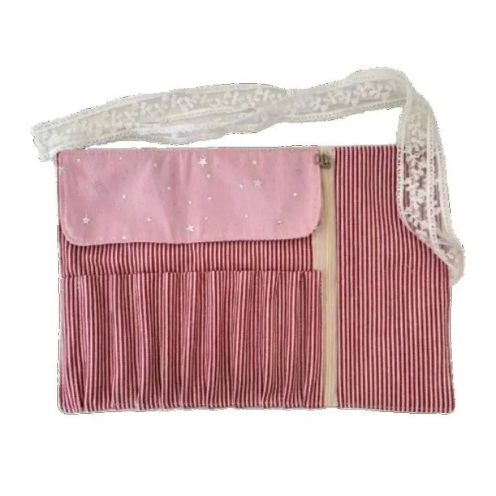 Sequins Star Makeup Brush Bag Lace Large Capacity Makeup Brush Organizer Eyebrow Pencil Box Pink Cosmetic Storage Bag Women