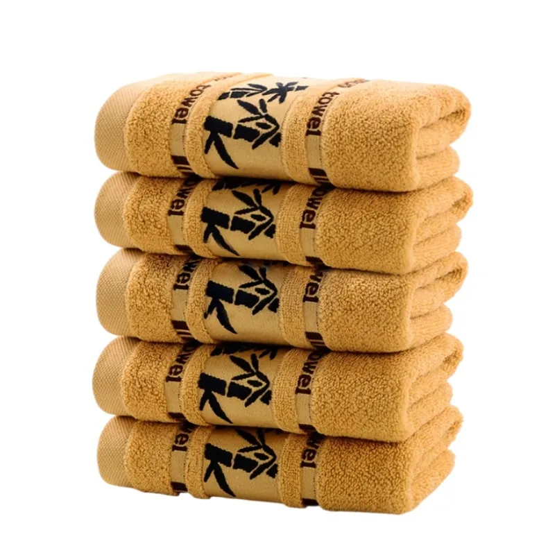 Brown Bamboo Towels Cover 34x74cm/70x140cm Hotel Quality Embroidered Bath Towels for Adults 1/5/10pcs Gift Bathroom Face Towels