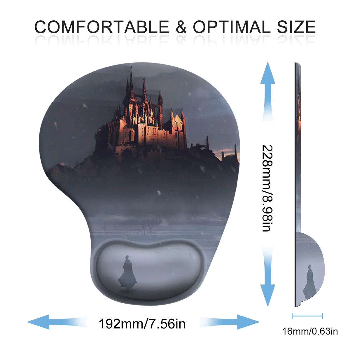 1pc  Castle In The Cold Wind Mouse Pad Wrist Ergonomic Soft Anti-Slip Wrist Rest Support Mat Computer Mouse Pad for Office  PC