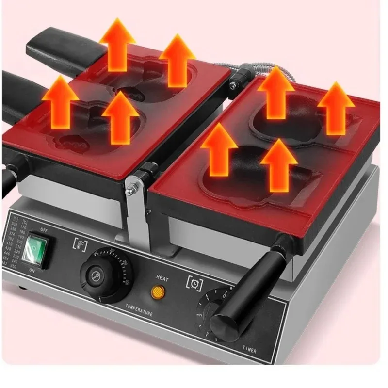 Professional Snack Waffle Machine Kitty Open-Top Waffle Maker for Street Vending and Casual Snack Ice Cream Waffle Equipment