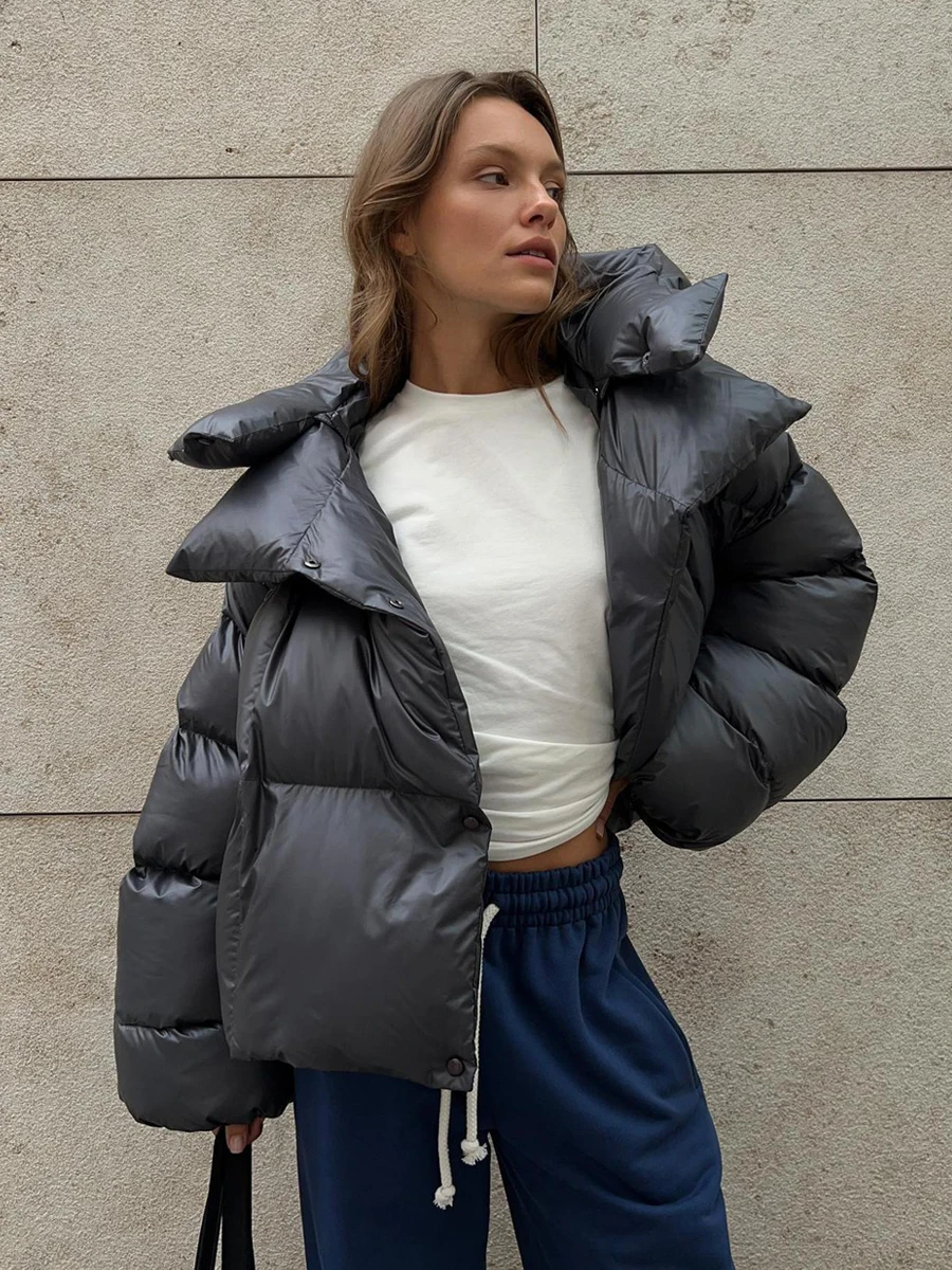 Dicker, warmer Puffer-Baumwollmantel, Damen-Brotjacke, Herbst-Winter, mit Kapuze, Steppjacke, mit Baumwolle gefütterte Langarm-Oberbekleidung