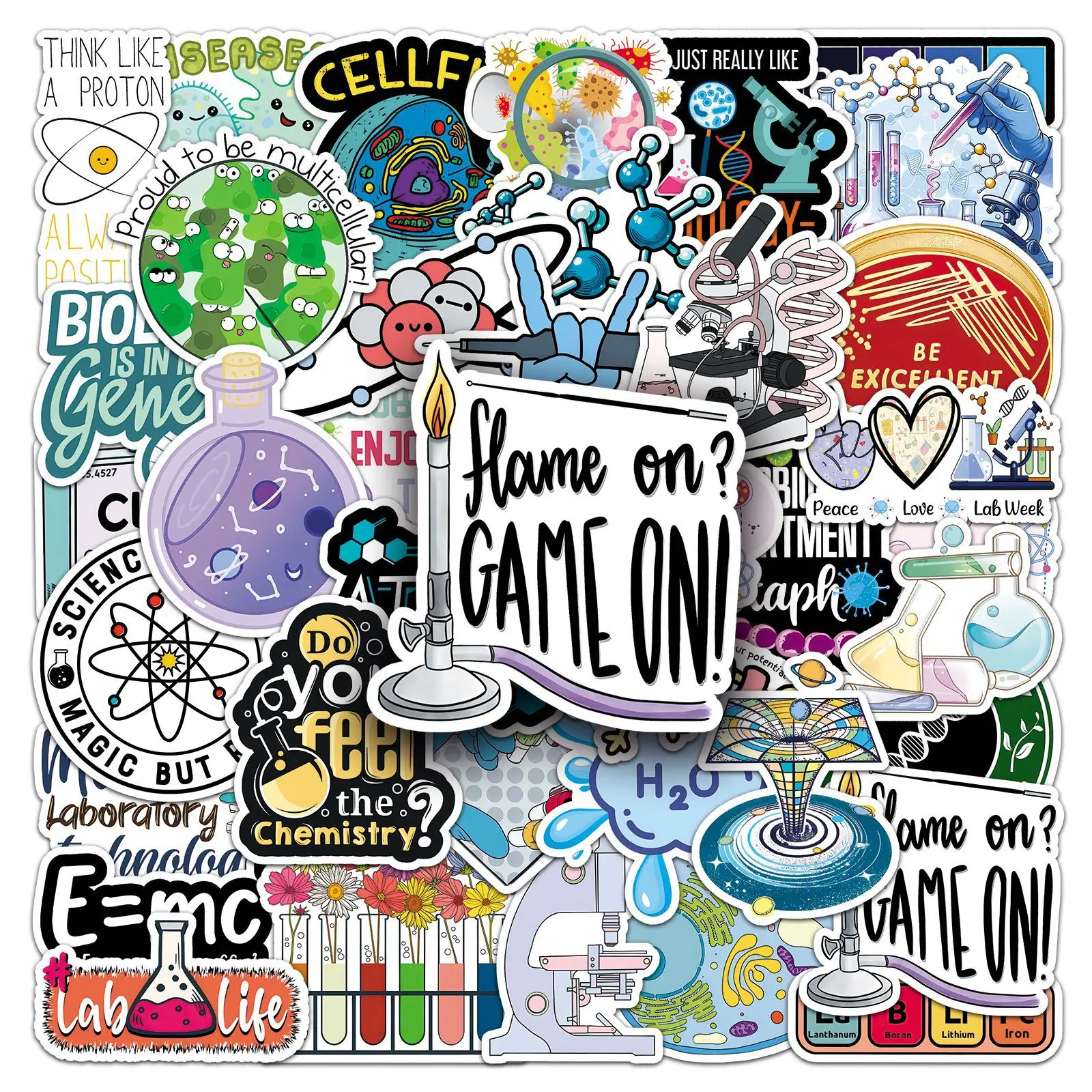 

50PCS Lab Life Science Chemistry Biology Stickers Waterproof Vinyl Decals for Laptop Phone Case Equipment Decor