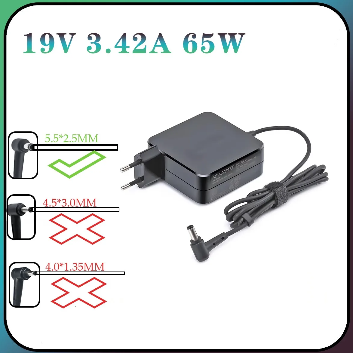 19V 3.42A 5.5x2.5mm 65W AC Laptop Adapter Charger for Asus X401A X550C A450C Y481 X501LA X551C V85 A52F X555 / TOSHIBA / GATEWAY