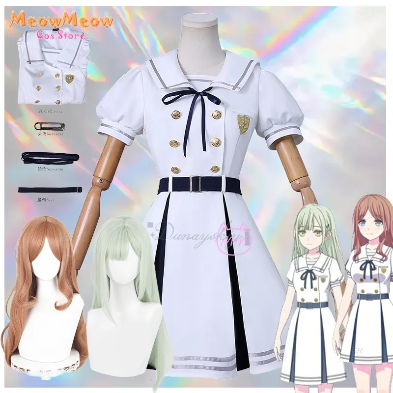 

Ave Mujica Wakaba Mutsumi Soyo Nagasaki Косплей Костюм Аниме BanG Dream! Белый парик школьной формы JK, карнавальная вечеринка на Хэллоуин