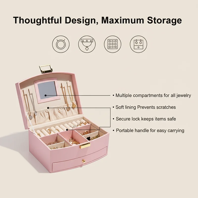 Handheld luxury jewelry box, multi-layer drawer storage box, used for classifying and storing rings, earrings, necklaces