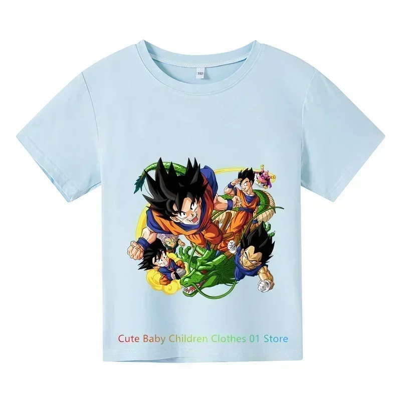 Dragon-Ballz anime character son Wukong Super Saiyan Printed T-shirt Boys Kids Clothing Short Sleeve T-shirt Kids Cool casual t