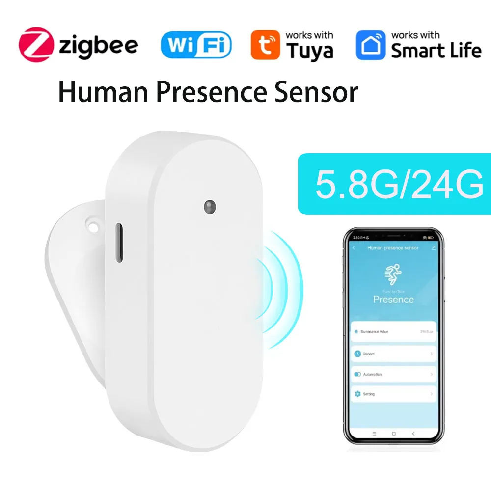 Tuya WiFi Zigbee Human Presence Detector 5.8G/24G Radar Distance Detection Smart Human Body PIR Sensor Support Home Assistant