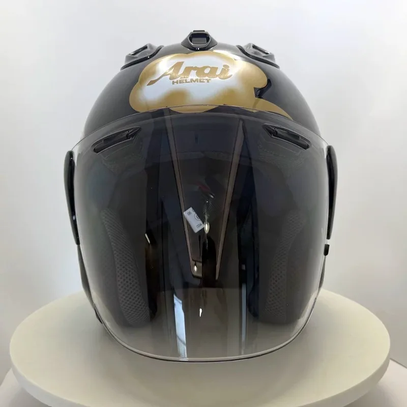 VZ-RAM High Quality ABS Classic 3/4 Open Face Helmet,For Harley Motorcycle And Cruise Motorcycle Protection Helmets,Black Koi