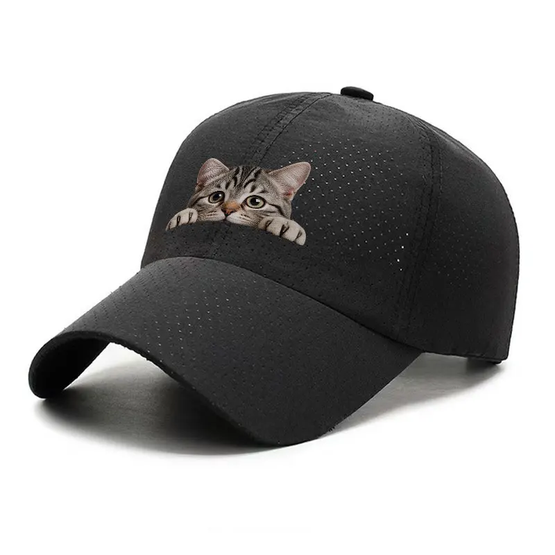 Peeking Tabby Cat Quick Dry Baseball Cap Breathable Adjustable Sun Hat for Cat Lovers