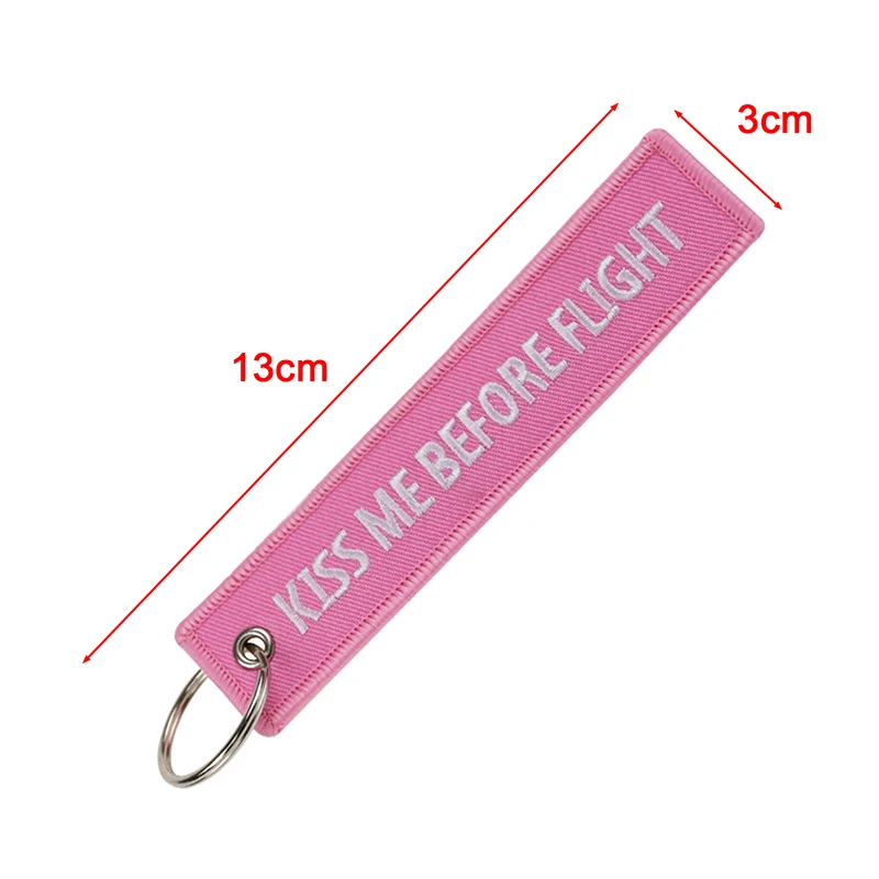 1PC Kiss Me Before Flight Key Chain Label Embroidery Keychain With Metal Plane Embroidery Keychain Car Charm