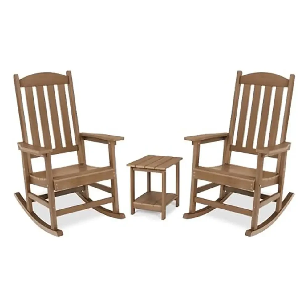 Outdoor Rocking Chairs Set HDPS Poly Rocking Chair All Weather Resistant Heavy Duty Patio Furniture Set of 3 2 Chairs & 1 Table