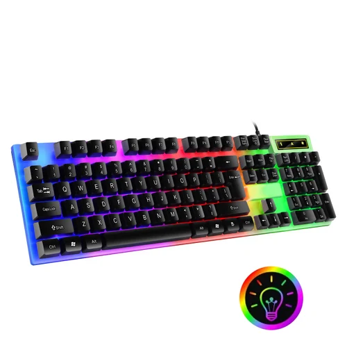 Teclado mecánico retroiluminado de 104 teclas, teclado para juegos por cable, teclado luminoso resistente al agua para Gamer, PC, portátil y oficina