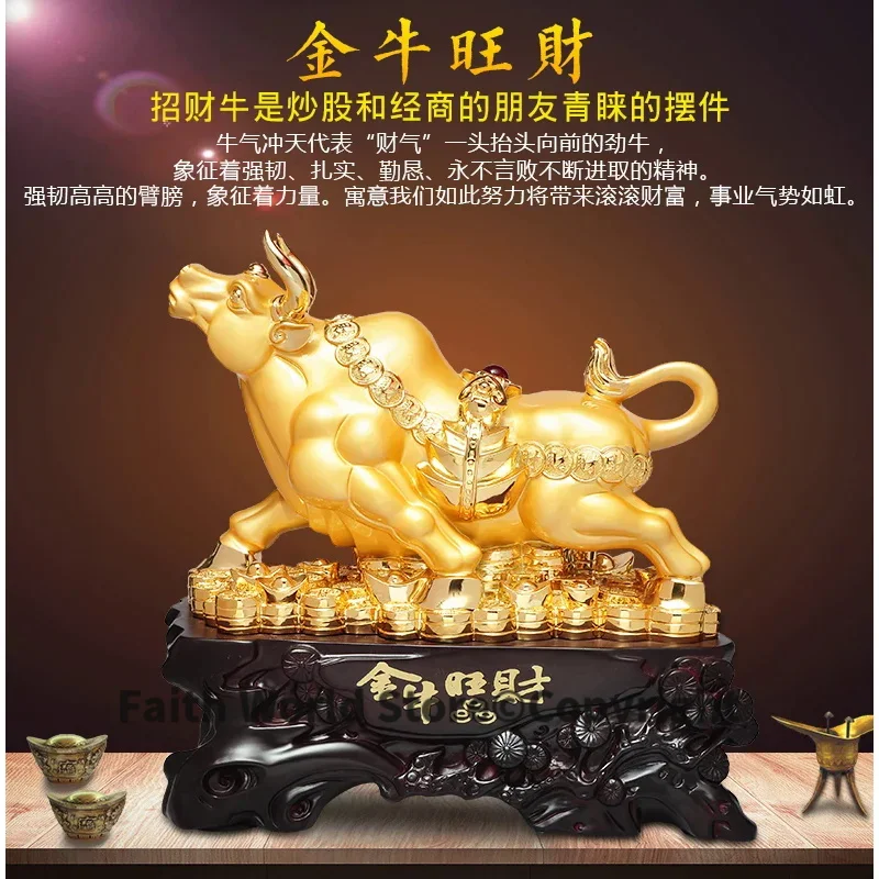

GOOD --Bring in wealth and treasure # office home shop Money Drawing Talisman # Fortune GOLDEN Bull Taurus FENG SHUI statue