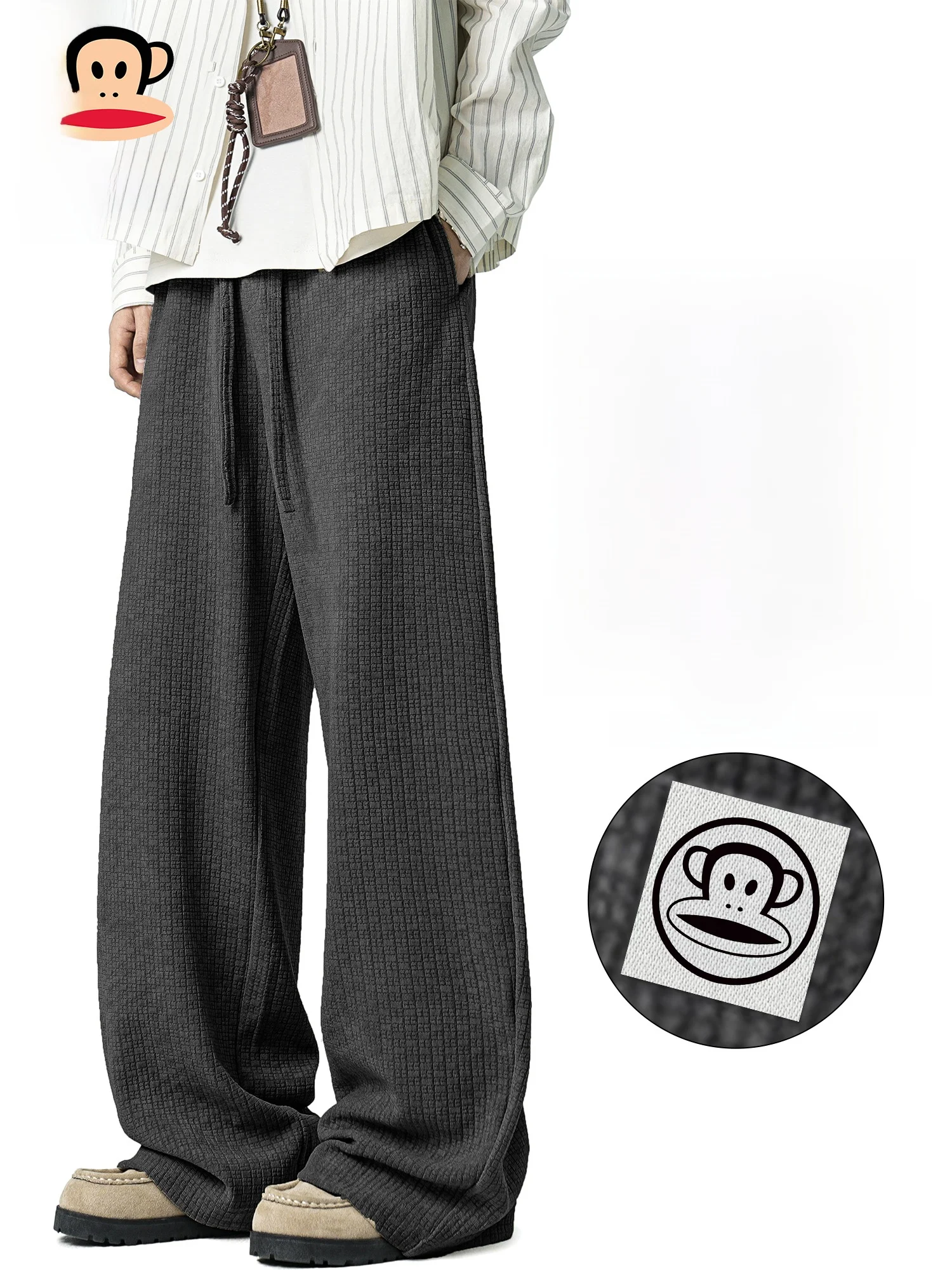 

Мужские повседневные брюки Paul Frank свободного кроя с завязками, прямые, со средней посадкой, весенняя новинка