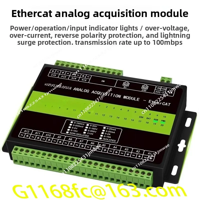 EtherCAT Remote IO Analog Acquisition Voltage and Current Input Module Network Port 5/10/30V/4-20mA