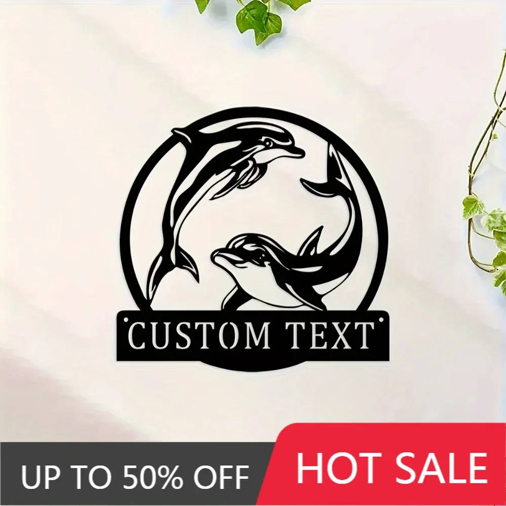 

Iron Art Decorative Painting Romantic Custom Couple Dolphin Metal Sign for Wall Decor a Stunning Wall Hanging to Add a Touch of
