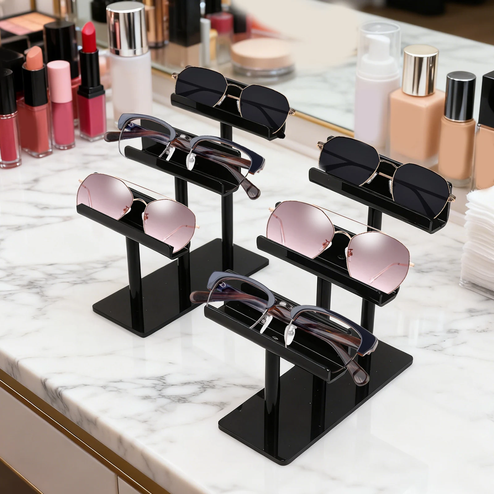 Eyewear Storage 3-Tier Organizer Eyewear Organization 2.56 X 6.1 X 5 Inches Acrylic Sunglasses Organizer Compact Size