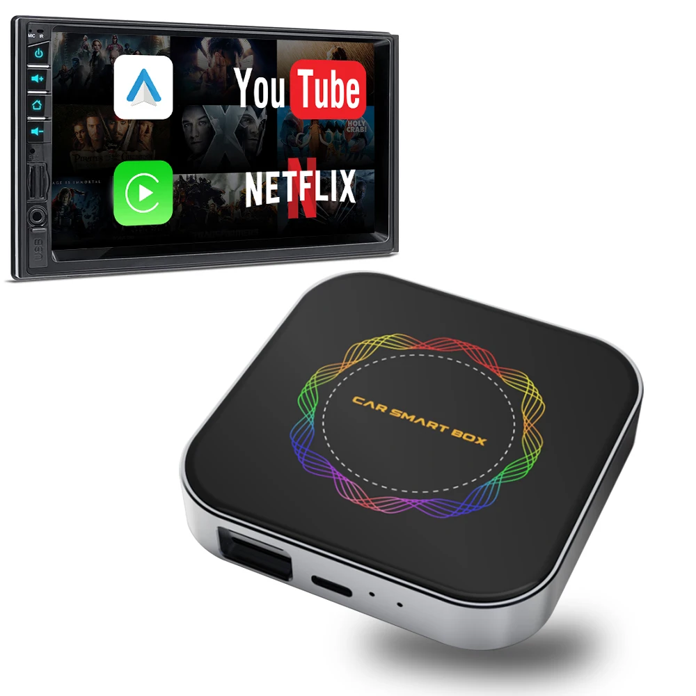 OEM ODM Car Play Adapter SIM ai Box Android 13 4G 64GB Auto Parts Universal Wireless 4k Car Play Car Wired iPhone