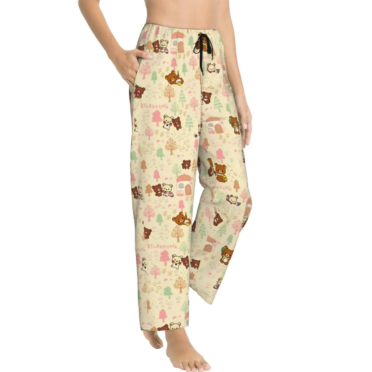 Women Pajama Pants Rilakkumas Cartoon Lounge Pants Comfy Sleep Bottoms