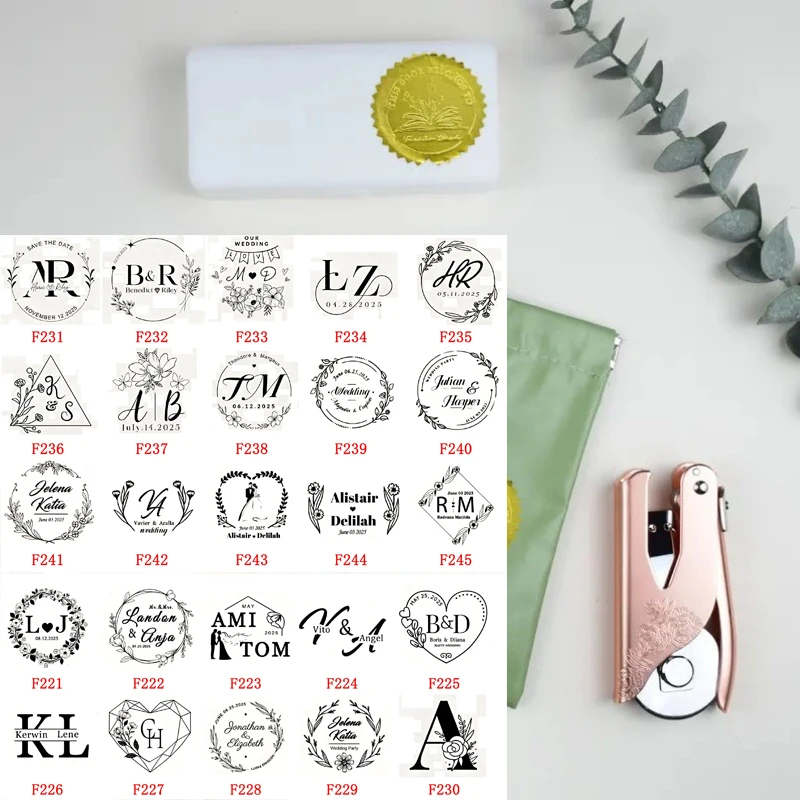 

Персонализированный свадебный начальный штамп для тиснения, конверт для пары и тиснение для приглашений, персонализированная салфетка для тиснения