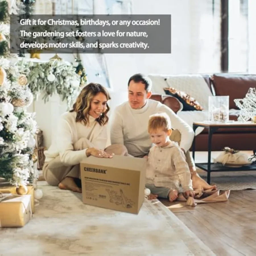 Gardening Tools Set 8 Pieces Wagon with Beach and Garden Tools Shovel Rake Outdoor Toys for 34 Years Old