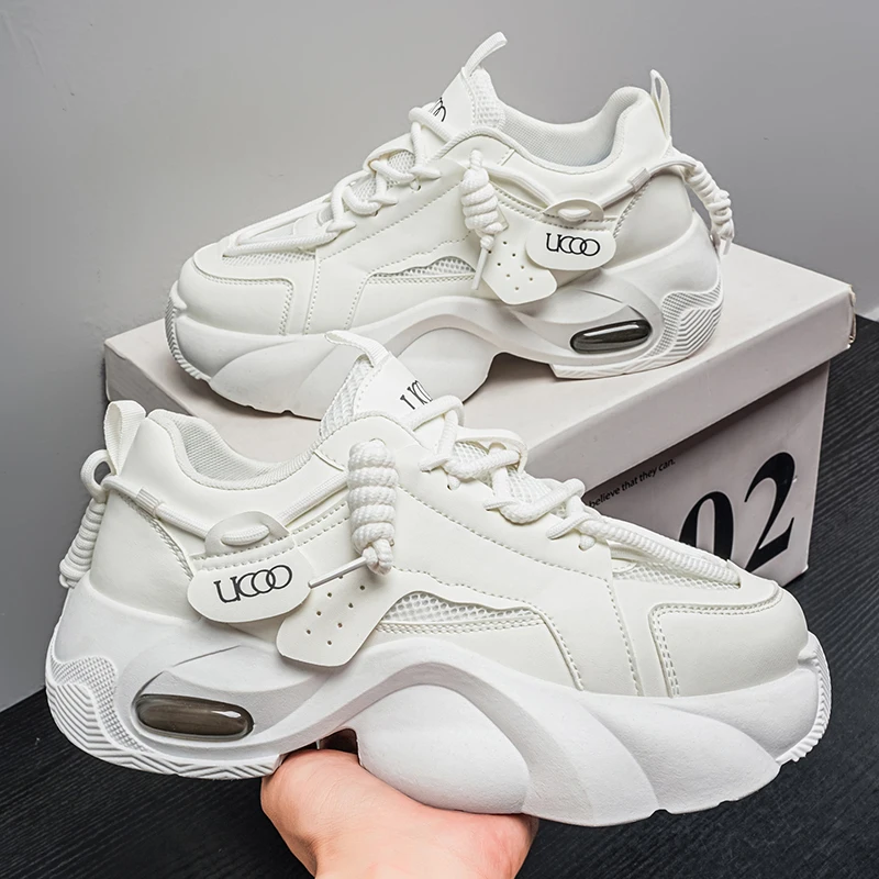 Trendy Thick-Soled Air-Cushioned Dad Shoes, Breathable Mesh That Doesn'T Make Your Feet Stuffy, Unique Color-Blocking Design, Height-Increasing and Slimming Effect, Soft and Shock-Absorbing Sole, Suitable for Daily Travel, Commuting, and Sports Wear, Available in Multiple Colors, Versatile Casual Sneakers - view 3