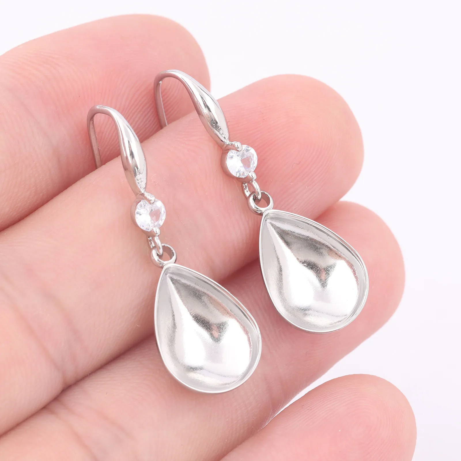 6 Stück Edelstahl vergoldet Ohrring Lünette Fassung Rohlinge für 10x14mm Tropfen Steine Diy Zirkon Ohrringe Haken Erkenntnisse
