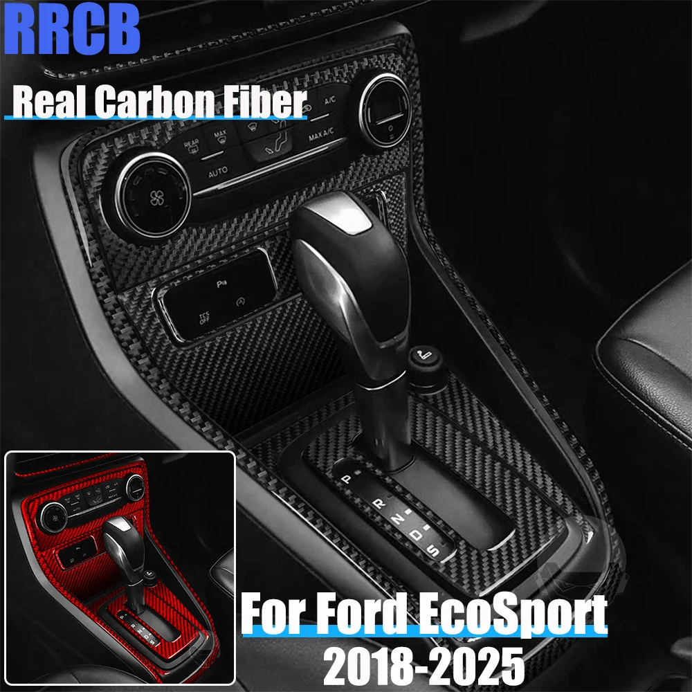 

Real Carbon Fiber Car Accessories Center Console Set Soft Cover Sticker For Ford EcoSport 18 2019 2020 2021 2022 2023 2024 2025