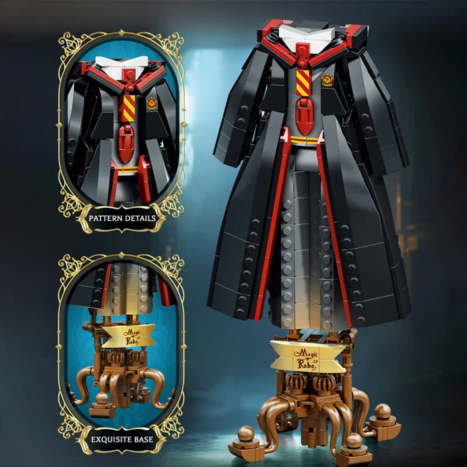 MOC Zauberer Mitarbeiter Waffen Bausteine Spielzeug für Kinder Geschenke Magie Akademie Uniform Robe Scroll Modell Ziegel Ornamente Montage