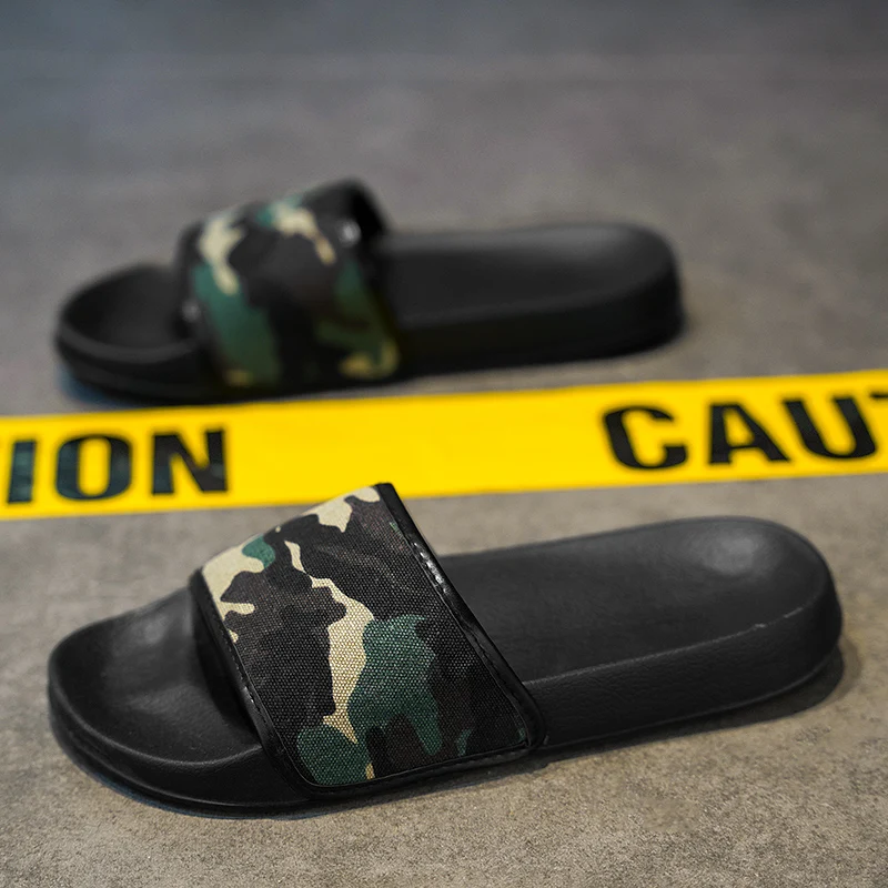 

Casual Camouflage Men's Slippers Summer Faionable Large Size Beach-Ready Anti-Slip Thi-Heeled Slip-On Breathable EVA Rubber