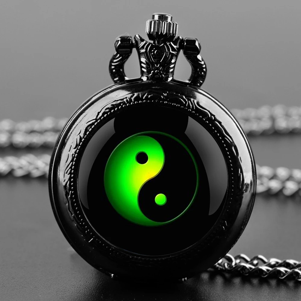 

Yin and Yang Formation Unique Gifts Vintage Arabic Numerals Quartz Pocket Watch Necklace Pendant Clock Chain Men Women Gift